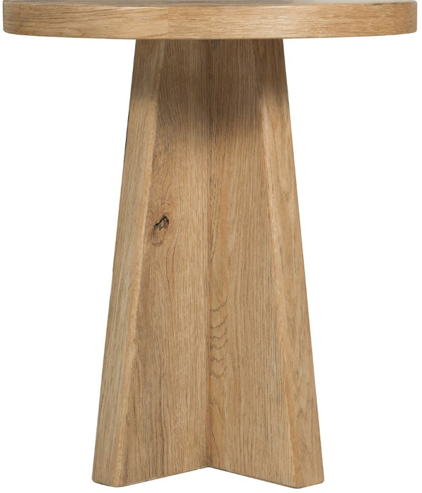 Hooker Furniture Driftwood Round End Table With Distressed Buckboard Oak Finish, Compact Pedestal Design For Small Spaces Light Wood 6820-80213-80