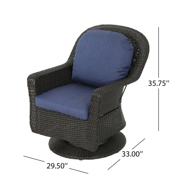 English Elm Christopher Knight Home® - Liam Swivel Club Chair Set Of 2 – Elegant Rattan Outdoor Seating With Water-Resistant Cushions 61516.00DBRN