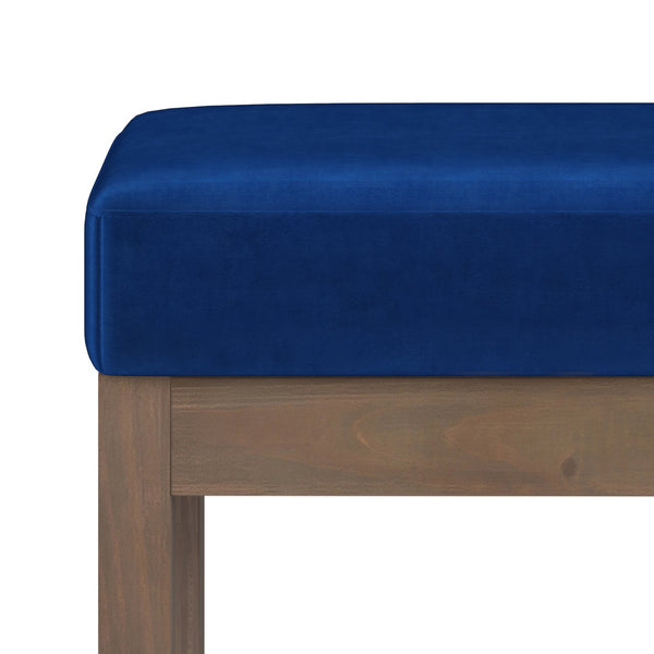 English Elm Milltown Compact Blue Velvet Ottoman Bench - Stylish Footstool For Living Rooms & Entryways B136P159083