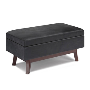 English Elm Owen Small Rectangular Storage Ottoman - Versatile Faux Leather Furniture For Modern Living Spaces B136P159195-GIGA