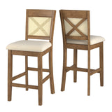 Homelegance By Top-Line Delroy Cane Accent X-Back Counter Height Stools (Set of 2) Oak Rubberwood