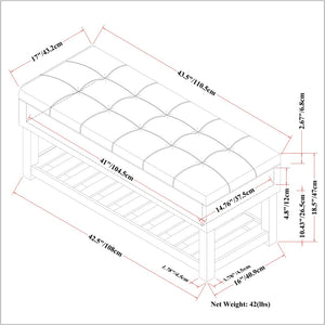 English Elm Saxon Storage Ottoman Bench - Versatile Stone Grey Faux Leather With Hidden Storage & Seating Solutions B136P159131-GIGA