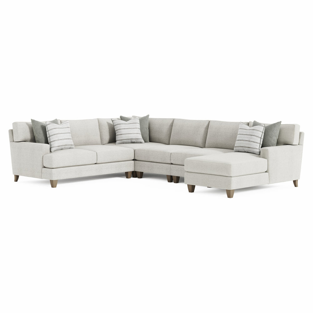 Bernhardt Bernhardt Mila 5-Piece Sectional With Right-Facing Chaise, Natural Fabric, Deep Seating Comfort And Sleek Tapered Legs - Made to Order Beige 137" W x 107" D x 33.5" H K1978