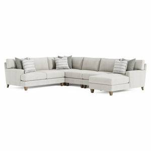 Bernhardt Bernhardt Mila 5-Piece Sectional With Right-Facing Chaise, Natural Fabric, Deep Seating Comfort And Sleek Tapered Legs - Made to Order Beige 137" W x 107" D x 33.5" H K1978