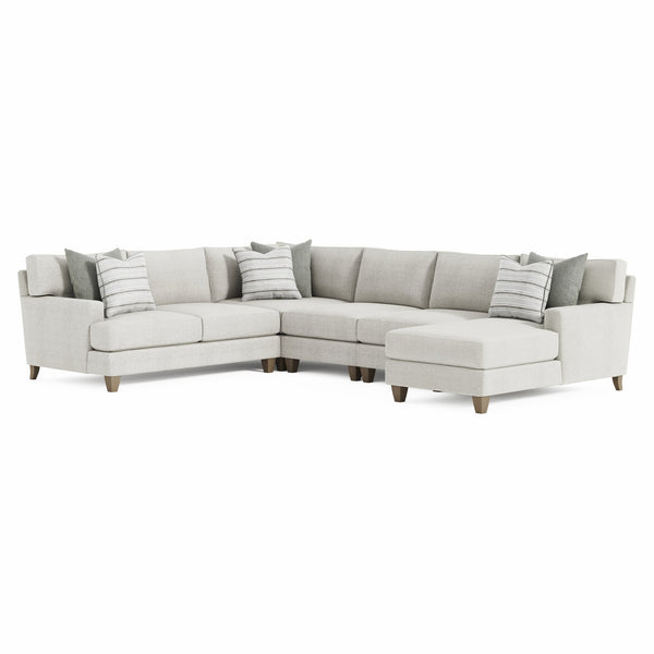 Bernhardt Bernhardt Mila 5-Piece Sectional With Right-Facing Chaise, Natural Fabric, Deep Seating Comfort And Sleek Tapered Legs - Made to Order Beige 137" W x 107" D x 33.5" H K1978
