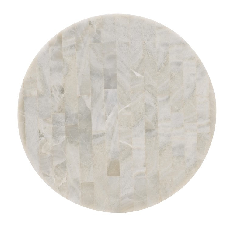 Hooker Furniture Melange Corrina Round Lamp Table With Gold-Leaf Fretwork & White Onyx Parquet Top, 24"H 5952-80116-02