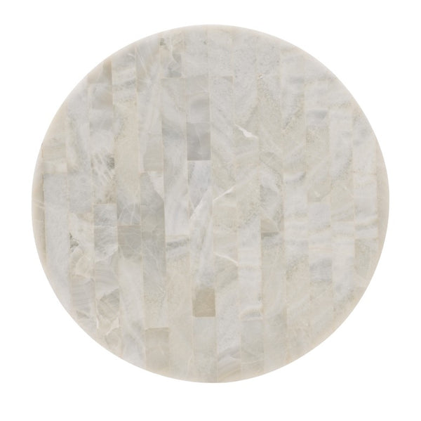 Hooker Furniture Melange Corrina Round Lamp Table With Gold-Leaf Fretwork & White Onyx Parquet Top, 24"H 5952-80116-02