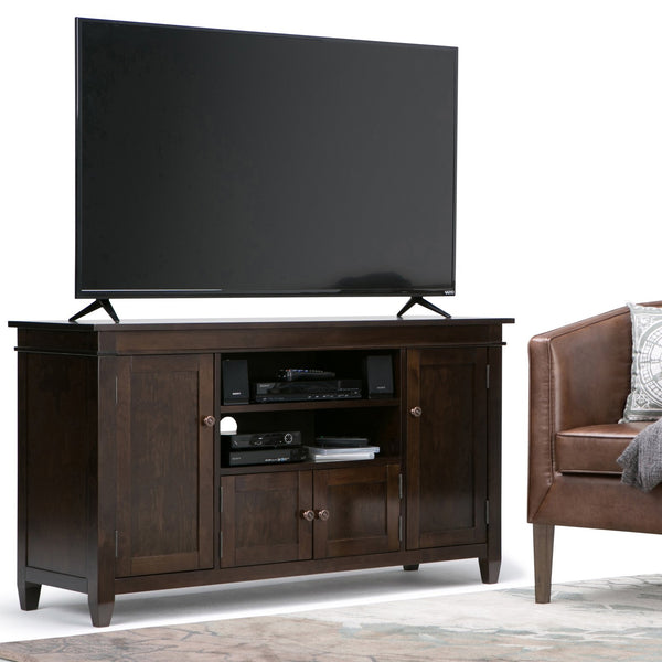 English Elm Carlton Solid Wood TV Media Stand in Dark Tobacco Brown – Handcrafted, 60" TV Capacity, Ample Storage B136P158138