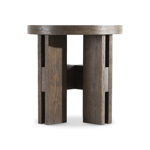Bernhardt Bernhardt Outline Round Side Table In Cassel Wire-Brushed Oak — Frank Lloyd Wright Inspired Craftsmanship 360120