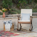 Christopher Knight Home® - Noble House - Gus Outdoor Acacia Wood Rocking Chair With Cushion