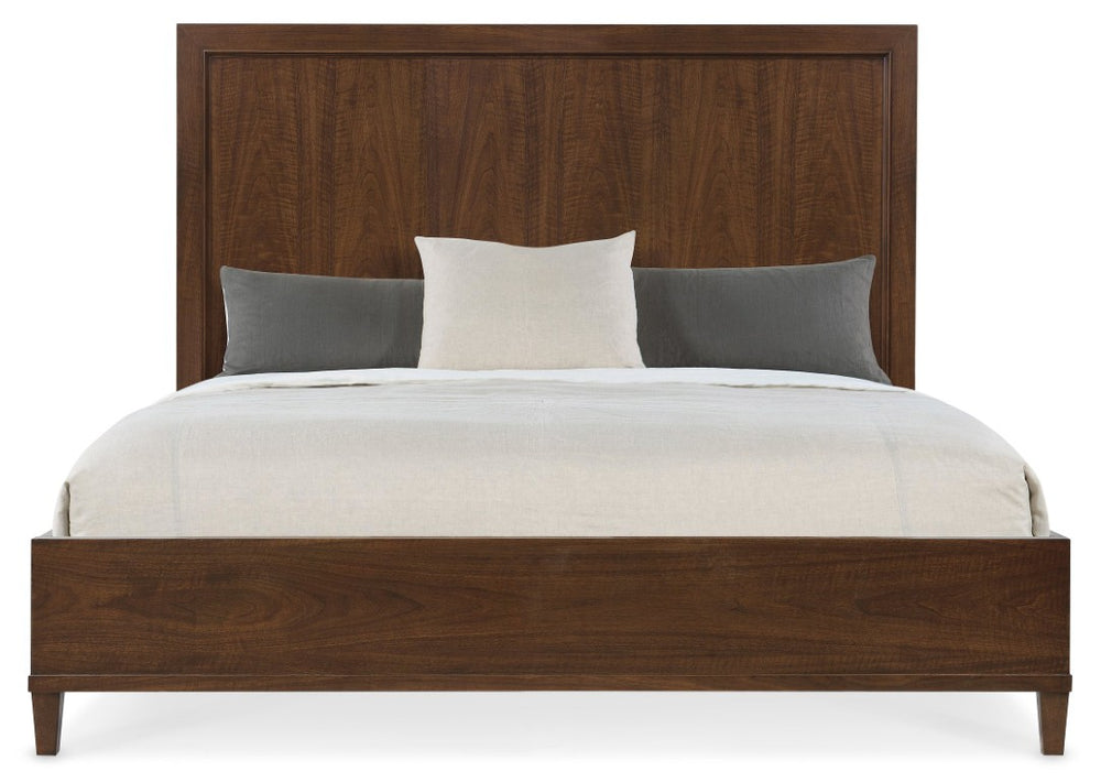 Hooker Furniture Archives Queen Bed With Classic Walnut Veneer, Tapered Legs And Panel Headboard For Timeless Warmth 86.75 L x 80.00W x 64.00H 6123-90266-89