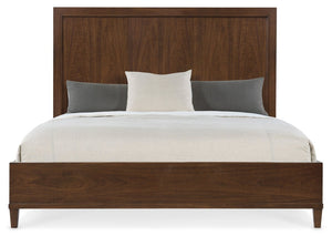 Hooker Furniture Archives Queen Bed With Classic Walnut Veneer, Tapered Legs And Panel Headboard For Timeless Warmth 86.75 L x 80.00W x 64.00H 6123-90266-89