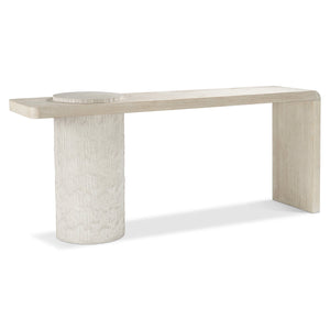 Bernhardt Bernhardt Sculptural Antibes Console Table, 76" Rustic Oak Waterfall Top & Pumice Concrete Pedestal 350911