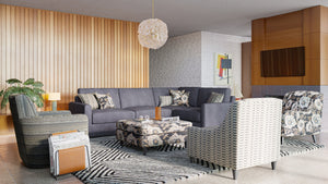 Fusion Argo Bloom Carbon Square Cocktail Ottoman - Multi-functional, Kid-friendly, Stylish Seating & Serving Multi Ws ,100% Polyester 170 Bloom Carbon Square Cocktail Ottoman