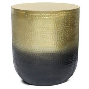 English Elm Nova Hammered Metal Side Table Copper Ombre — Compact Sculptural Accent Table with Protective Finish and Floor Pads Gold B136P159006