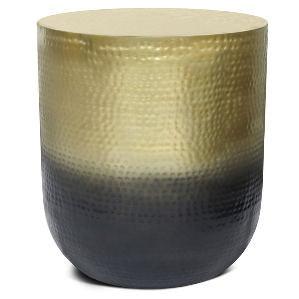 English Elm Nova Hammered Metal Side Table Copper Ombre — Compact Sculptural Accent Table with Protective Finish and Floor Pads Gold B136P159006
