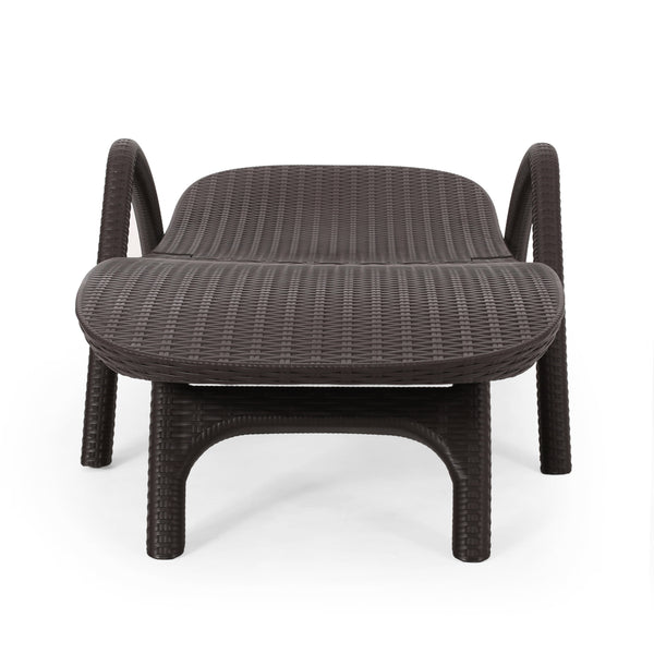 English Elm Christopher Knight Home® - MIKAEL Chaise Lounge Dark Brown Polypropylene 3D Wicker Weather-Resistant Handcrafted Outdoor Seating 68020.00DBRN