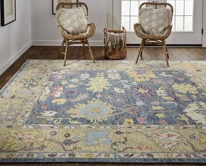 Feizy Rugs Karina Hand-knotted Wool Rug - Timeless Elegance With Low Pile Design For Sophisticated Home Decor Gold,Blue,Purple Wool 9096791fblubgec50