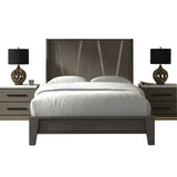 Parker House Pure Modern - Bedroom King Panel Bed With 2 Nightstands Grey Oak Solids ,Oak Veneers Bpur-3pc-1166-n2