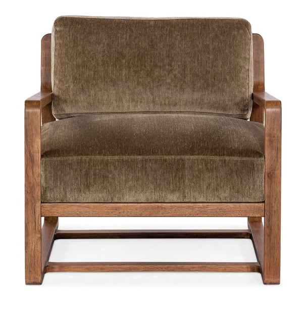 Hooker Furniture Moraine Accent Chair With Vintage Natural Wood Frame, Distressed Scandinavian Modern Comfort Seat Medium Brown CC585-420