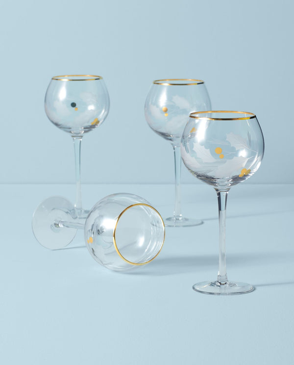 Lenox Holiday Gold 4-Piece Balloon Glass Set Clear, NO COLOR GLASS,CRYSTAL 886857