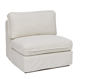 A.R.T. Furniture Alias Armless Chair - Modern Light Oak Finish With Luxurious Vanilla Slipcover & Down Cushions White Slipcover In A Polyester,Linen Blend Fabric,In A Vanilla Coloration 761508-5302