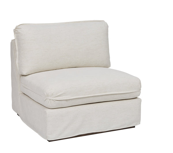 A.R.T. Furniture Alias Armless Chair - Modern Light Oak Finish With Luxurious Vanilla Slipcover & Down Cushions White Slipcover In A Polyester,Linen Blend Fabric,In A Vanilla Coloration 761508-5302