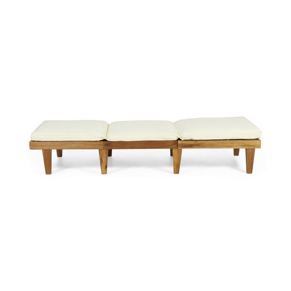 English Elm Ariana Solid Acacia Wood Outdoor Chaise Lounge with Cushion Teak Slatted Patio 57523.00