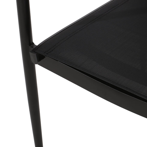 English Elm Christopher Knight Home® - Dining Chair Modern Black & Natural Aluminum Frame with Faux Wood Accents, Rust-Resistant Mesh Seating for Outdoor Comfort and Style 73636.00BLK-4