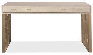 Hooker Furniture Marlowe Oak Veneer Writing Desk with Geometric Metal Legs for Modern Home Office 6420-10459-80