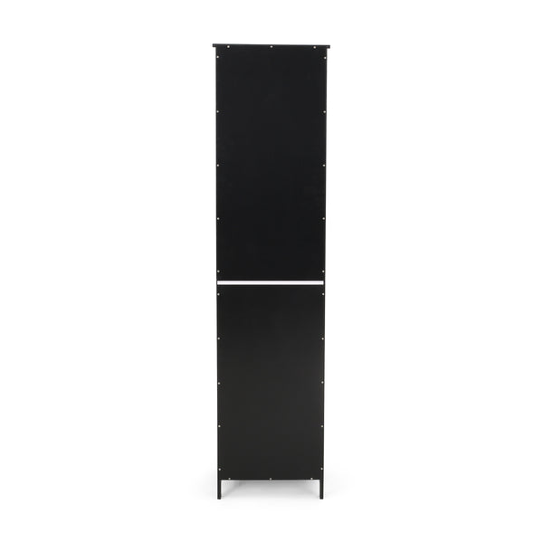 English Elm Christopher Knight Home® - BATHROOM Linen Tower Cabinet with Faux Wood Finish, Modern Slim Vertical Slat Design, Storage Organizer Black 66606.00BLK