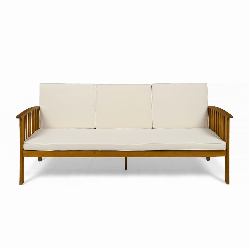 English Elm Casa Outdoor 3 Seat Acacia Hardwood Sofa with Weather Resistant Cushioned Patio Seating 63652.00