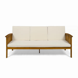 English Elm Casa Outdoor 3 Seat Acacia Hardwood Sofa with Weather Resistant Cushioned Patio Seating 63652.00