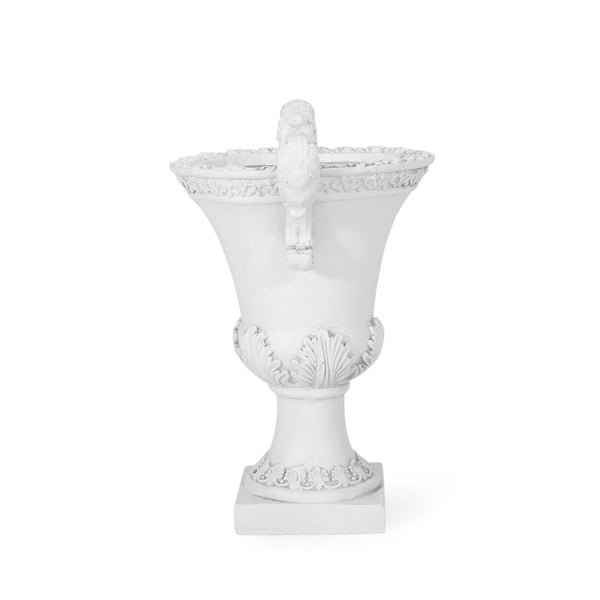 English Elm Mgo Roman Botanical Relief Urn Planter Faux Stone Finish for Patio or Entryway 63404.00WHI