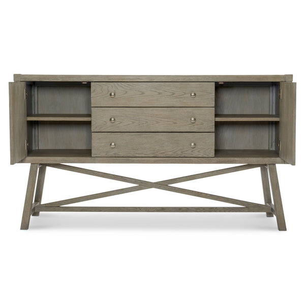 Bernhardt Bernhardt Weathered Pewter Albion Sideboard With X-Stretcher Base, 3 Drawers & Adjustable Shelves 311130