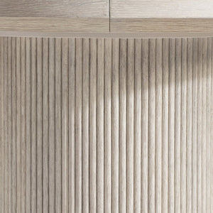 Bernhardt Bernhardt Lucerne Wire-brushed Oak Round Dining Table with Reeded Pedestal Base K2294
