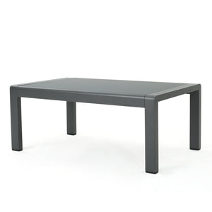 English Elm Cape Coral Outdoor Coffee Table Tempered Glass Top Aluminum Patio Lounge Grey 56349.00GRY