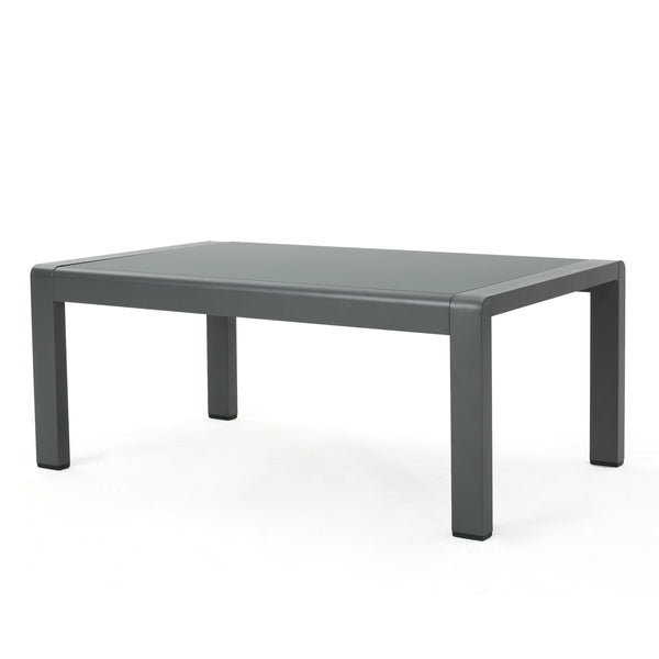 English Elm Cape Coral Outdoor Coffee Table Tempered Glass Top Aluminum Patio Lounge Grey 56349.00GRY