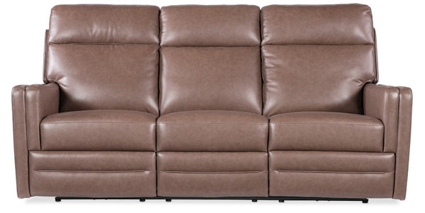 Hooker Furniture Twain Semi-Aniline Top-Grain Leather Zero Gravity Power Loveseat With Usb, Power Headrest Lumbar Brown SS645-PHZL3-070