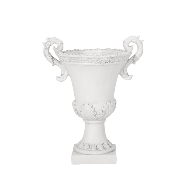 English Elm Mgo Roman Botanical Relief Urn Planter Faux Stone Finish for Patio or Entryway 63404.00WHI