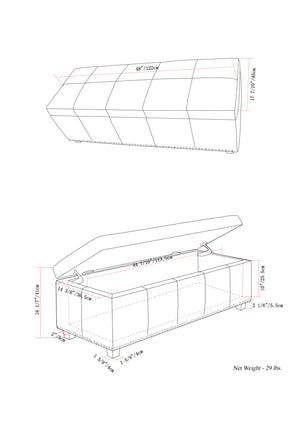 English Elm Kingsley Large Storage Ottoman in Natural Linen Look Fabric with Nailhead Trim & Child-Safe Hinge B136P159920