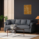 Christopher Knight Home® - Noble House - Manbow Contemporary Fabric Pillowback 3 Seater Sofa With Nailhead Trim