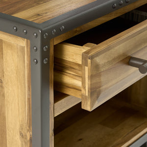 English Elm Christopher Knight Home® - BRIGHTON Acacia Wood Nightstand with Drawer & Open Shelf, Industrial Iron Frame, Natural Finish - Compact 20"x15" Accent Table for Bedroom Storage and Style 54716.00