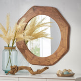 Christopher Knight Home® - Noble House - Kamin Rustic Handcrafted Acacia Wood Round Wall Mirror, Natural