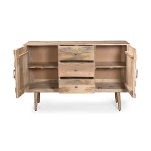 English Elm Christopher Knight Home® - 3 DRAWER SIDEBOARD WITH 2 DOOR Mango Wood Sideboard with 3 Drawers, 3D Tile Weave Doors, Shelves, Natural Finish 66413.00