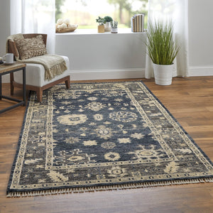 Feizy Rugs Fillmore Hand-knotted Wool Rug - Traditional Floral Patterns With Rich Colors For Timeless Elegance Blue,Gray Wool Fil6954fblugrye10