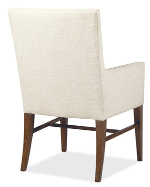 Hooker Furniture Driftwood Worn Saddle Upholstered Arm Chair — Rustic Transitional Dining Accent With Solid Wood Frame, Neutral Fabric Comfort 6820-75511-85