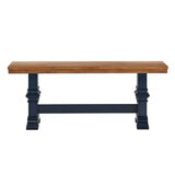 Homelegance By Top-Line Juliette Two-Tone Trestle Leg Wood Dining Bench Blue Rubberwood