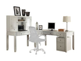 Boca 5 Piece L Shape Desk with Lateral File and Hutch Cottage White BOC-5PC-LDESK-FILE-HTCH Parker House