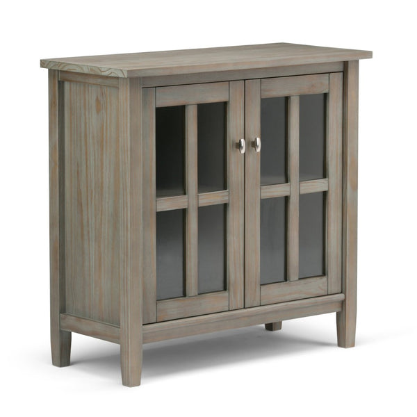 English Elm Warm Shaker - Handcrafted Low Storage Cabinet In Distressed Grey With Adjustable Shelves & Timeless Style B136P159728-GIGA